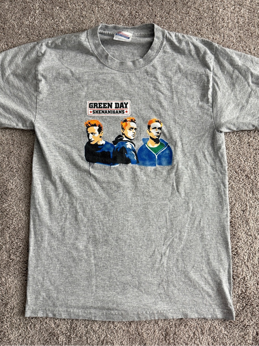 Vintage 2002 Green Day Shenanigans Band T Shirt Small Hanes Heavyweight Punk 18”